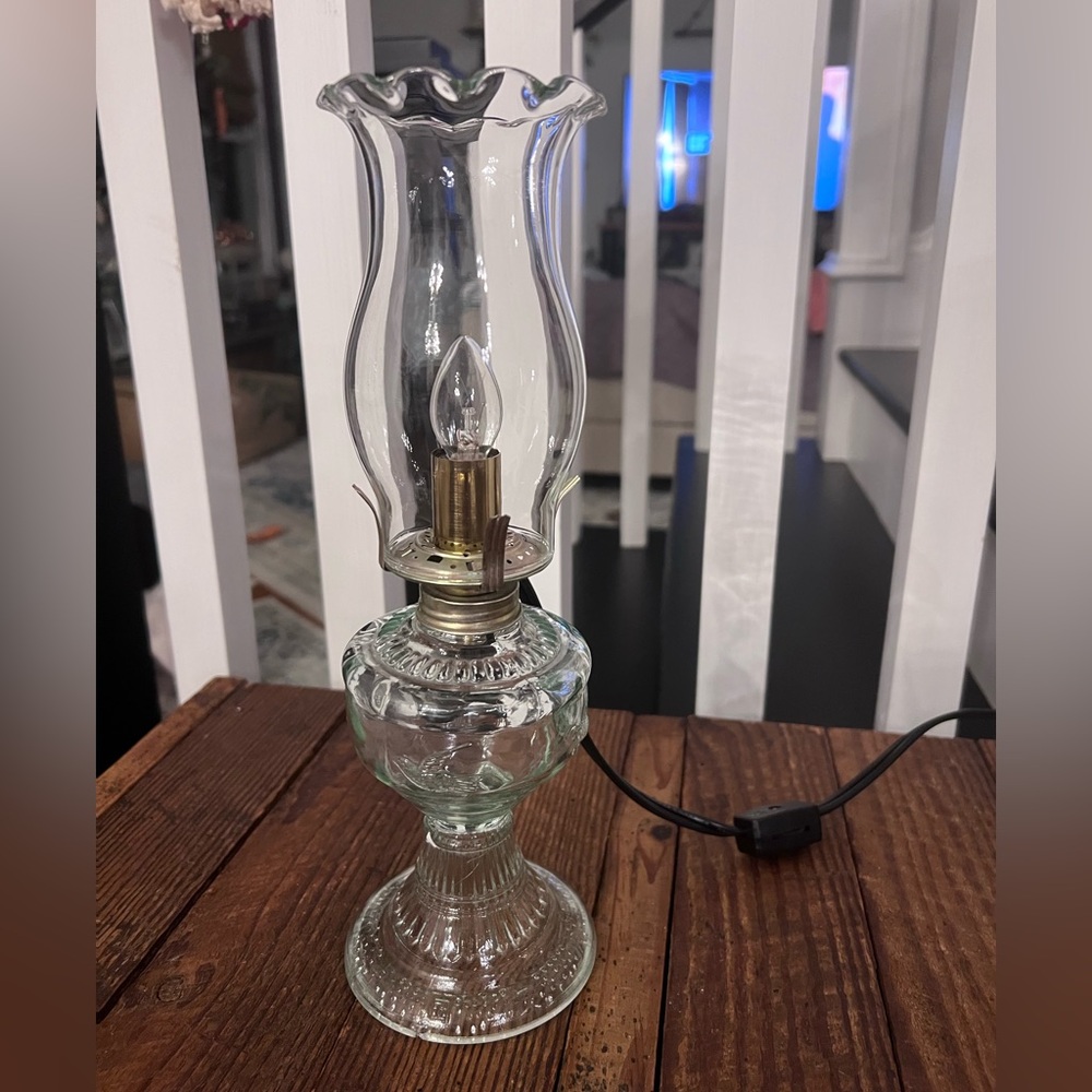 Vintage Glass Table Lamp with Brass Accents - Picture 4 of 5